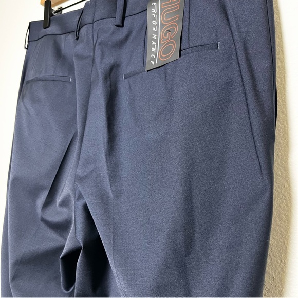 NEW Hugo Men Performance Pants 34x33 Navy Blue Trouser Office Business Super - Picture 10 of 14